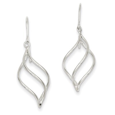 Polished Short Twisted Dangle Earrings 14k White Gold TL831, MPN: TL831, 883957026770
