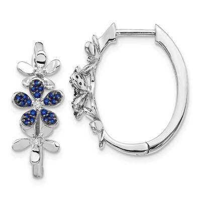 Sapphire Earrings 14k White Gold Diamond EM4044-SA-006-WA, MPN: EM4044-SA-006-WA, 191101837722
