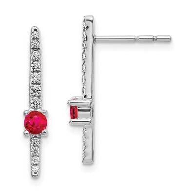 Ruby Fancy Earrings 14k White Gold Diamond EM3876-RU-050-WA, MPN: EM3876-RU-050-WA, 191101836404