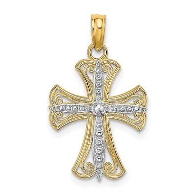 Textured Cross Charm 14k Gold Rhodium K9538, MPN: K9538, 637218154791