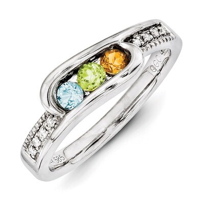 3 Birthstones Family Jewelry Diamond Semi-Set Ring 14k White Gold XMRW39/3, MPN: XMRW39/3, 88395742…