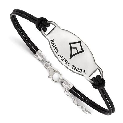 Kappa Alpha Theta Enameled Oval Leather Bracelet Sterling Silver SS018KAT-7, MPN: SS018KAT-7, 88677…