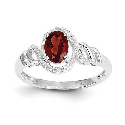 Garnet Diamond Ring 10k White Gold 10XB310, MPN: 10XB310, 883957317045
