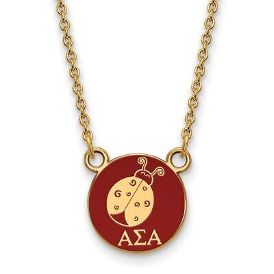 Alpha Sigma Alpha Extra Small Enameled Pendant with 18 Inch Chain Gold-plated Silver GP042ASI-18, M…