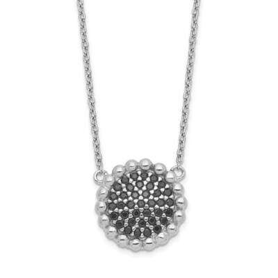 Black CZ Diamond Necklace Sterling Silver Rhodium Plated QG5477-17.5, MPN: QG5477-17.5, 886774089874