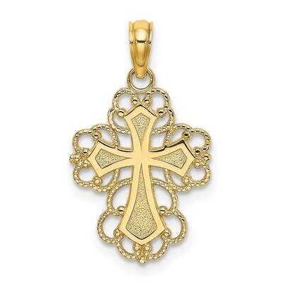 Beaded Lace Trim Cross Charm 14k Gold K8324, MPN: K8324, 637218015771