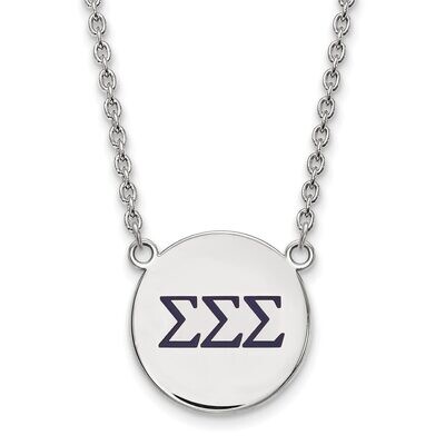 Sigma Sigma Sigma Small Enameled Pendant with 18 Inch Chain Sterling Silver SS028SSS-18, MPN: SS028…