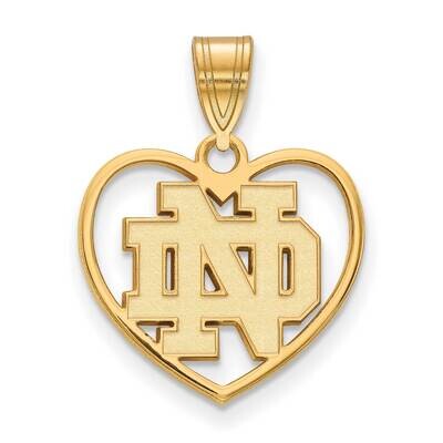 University of Notre Dame inside Heart Pendant 14k Yellow Gold 4Y018UND, MPN: 4Y018UND, 191101130625