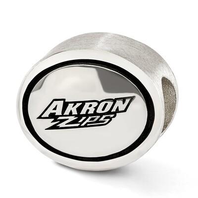 Antiqued University of Akron Collegiate Bead Sterling Silver QRS3019