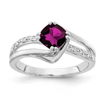 Sterling Silver Rhodolite Garnet and Diamond Ring RLS6493/RHGA-SSAS45