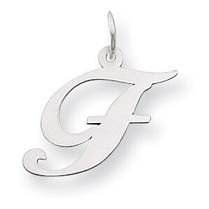 Medium Fancy Script Initial F Charm Pendant 14k white Gold YC653F, MPN: YC653F, 883957030036