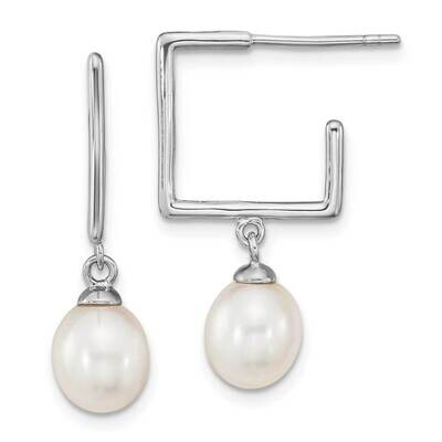 7-8mm White Rice Fwc Pearl Square Earrings Sterling Silver Rhodium-Plated QE16352, MPN: QE16352, 19…
