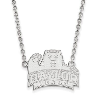 Baylor University Large Pendant with Chain Necklace 10k White Gold 1W014BU-18, MPN: 1W014BU-18, 886…