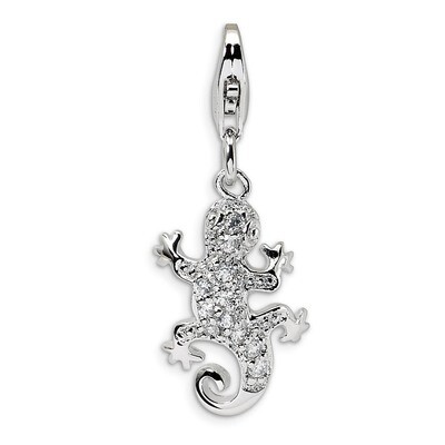 Lizard Charm Sterling Silver Synthetic Diamond QCC383 by Amore La Vita, MPN: QCC383, 883957333403