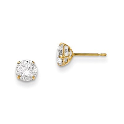 5Mm Round CZ Basket Set Stud Earrings 14k Gold GK663, MPN: GK663, 191101365058