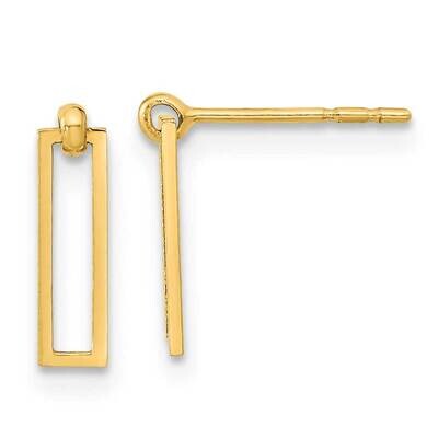 Open Rectangle Dangle Post Earrings 14k Gold Polished YE1961, MPN: YE1961, 191101799365