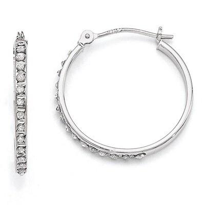 Round Hinged Hoop Earrings 14k White Gold with Diamonds DF241, MPN: DF241, 191101179723