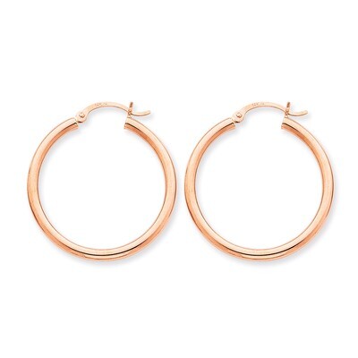 2.5mm Polished Hoop Earrings 14k Rose Gold TE533, MPN: TE533, 883957290935