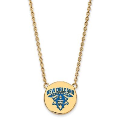 University of New Orleans Large Enamel Disc Necklace Gold-plated Silver GP025UNO-18, MPN: GP025UNO-…