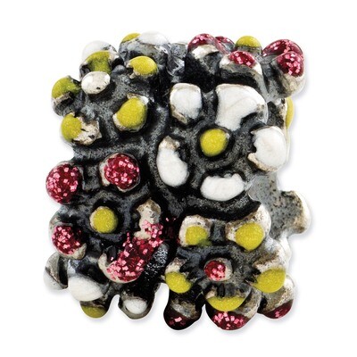 Multicolored Enameled Flowers Bead - Sterling Silver QRS2805, MPN: QRS2805, 883957054780