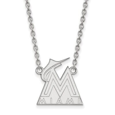Miami Marlins Large Pendant with Chain Necklace 14k White Gold 4W009MIN-18, MPN: 4W009MIN-18, 88677…