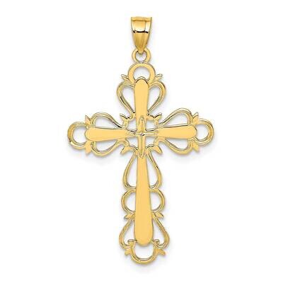 Lace Trim Cross Charm 14k Gold Polished K8446, MPN: K8446, 637218038237
