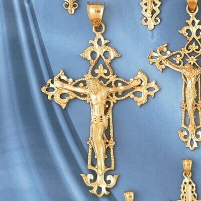 Dazzlers Jewelry Jesus Christ on Cross Pendant Necklace Charm Bracelet in Yellow, White or Rose Gol…