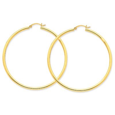 2.5mm Lightweight Round Hoop Earrings 14k Gold Polished T929L, MPN: T929L, 883957287706