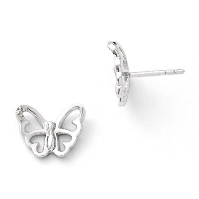 .01 ct Diamond Butterfly Post Earrings Sterling Silver QW384, MPN: QW384, 191101193729