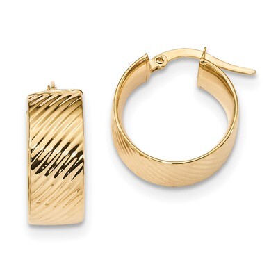 Textured Hinged Hoop Earrings 14k Gold Polished TF1266, MPN: TF1266, 191101144196