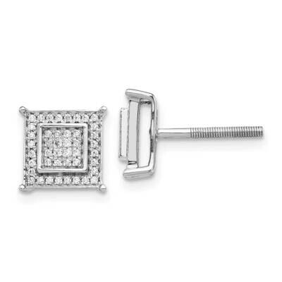 Small Double Square Bezel Post Earrings 14k White Gold Diamond EM5476-025-WA, MPN: EM5476-025-WA, 8…