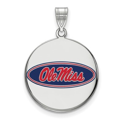 University of Mississippi Large Enamel Disc Pendant Sterling Silver SS042UMS