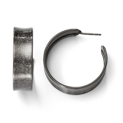 Sterling Silver Rhodium-plated Post Hoop Earrings QLE336