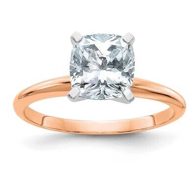 2ct. 7.5mm D E F Pure Light Cushion Moissanite Solitaire Ring 14k Rose Gold RGSH15C-15MP, MPN: RGSH…