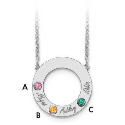 3 Birthstones Name Cutout Circle Necklace 10k White Gold with 14k Gold Bezels 10XNA880/3W, MPN: 10X…
