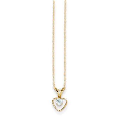 3mm Aquamarine Heart Birthstone Necklace 15 Inch - 14k Gold GK402-15 by Madi K, MPN: GK402-15, 8867…