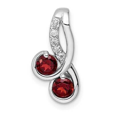 Double Circle .84T.W. Garnet White Topaz Pendant Sterling Silver Rhodium-Plated QP5712GA, MPN: QP57…
