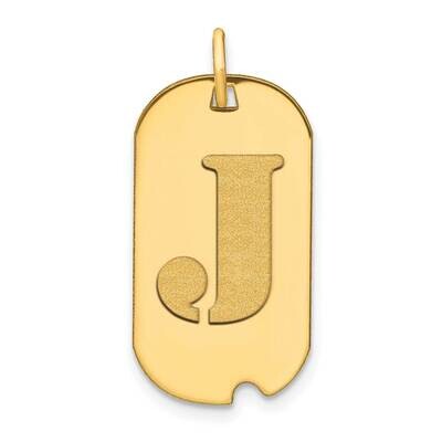 Letter J Initial Dog Tag Pendant 14k Gold Polished YC1439J, MPN: YC1439J, 196904087732