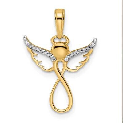 White Rhodium Diamond-Cut Infinity Angel Pendant 14k Gold M3025, MPN: M3025, 196904073575