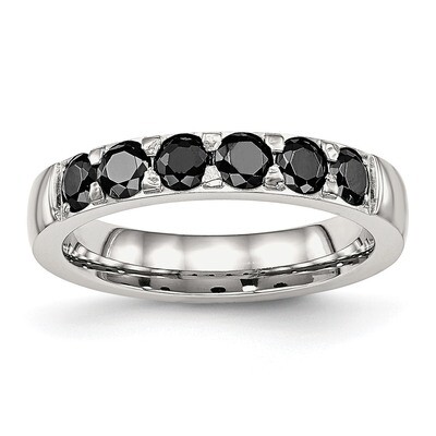 Black CZ Diamond 4.00mm Band Stainless Steel Polished SR523, MPN: SR523, 191101556739