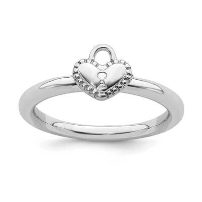 Heart Padlock Ring Sterling Silver Rhodium-plated QSK1960, MPN: QSK1960, 191101722479