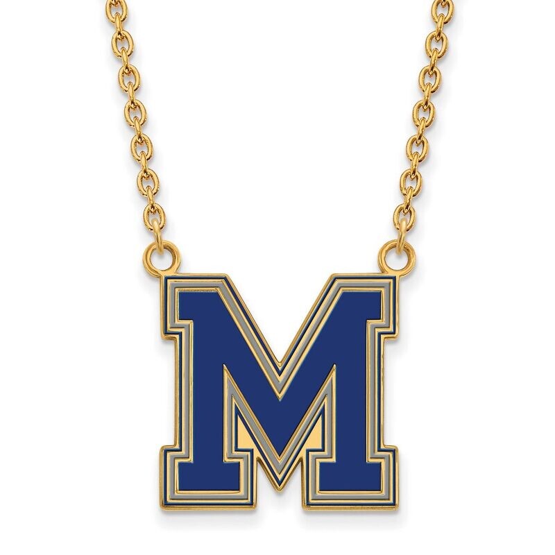 University of Memphis Large Enamel Pendant with Chain Necklace Gold-plated Silver GP065UMP-18, MPN:…