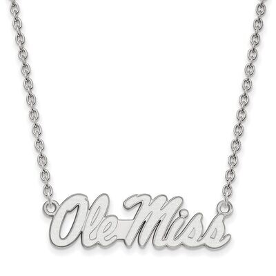 University of Mississippi Large Pendant with Chain Necklace 14k White Gold 4W055UMS-18, MPN: 4W055U…