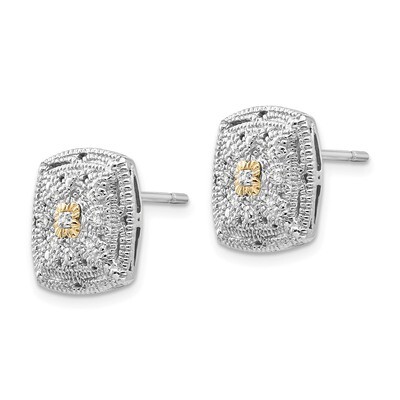 Diamond Earrings Sterling Silver &amp; 14k Gold QTC650, MPN: QTC650, 883957367675