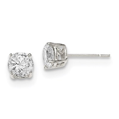 CZ Diamond Post Earrings Sterling Silver Polished QE12180, MPN: QE12180, 883957780429