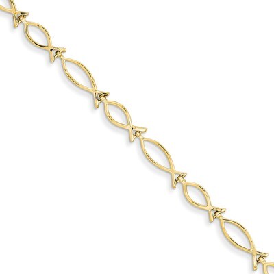 Religious Icthus (Fish) Bracelet 7 Inch 14k Gold FB448-7, MPN: FB448-7, 883957265094
