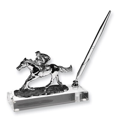 Silver-plated Jockey and Horse Crystal Pen Stand GL2949, MPN: GL2949,
