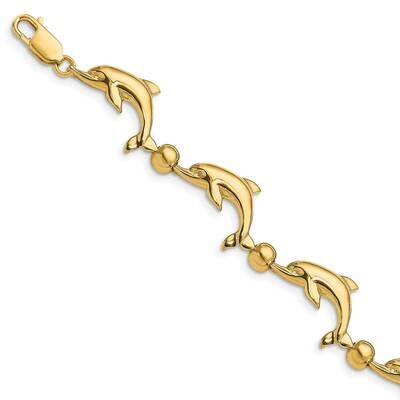 Dolphin Bracelet 14k Gold Polished FB1776-7.5, MPN: FB1776-7.5, 883957946061
