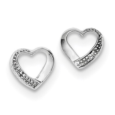 Diamond Heart Post Earrings Sterling Silver Rhodium QDX291, MPN: QDX291, 883957539904