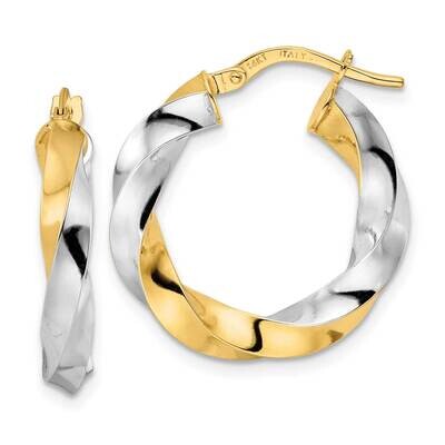 Rhodium Polished Twisted Hoop Earrings 14k Gold TF2106, MPN: TF2106, 883957989211